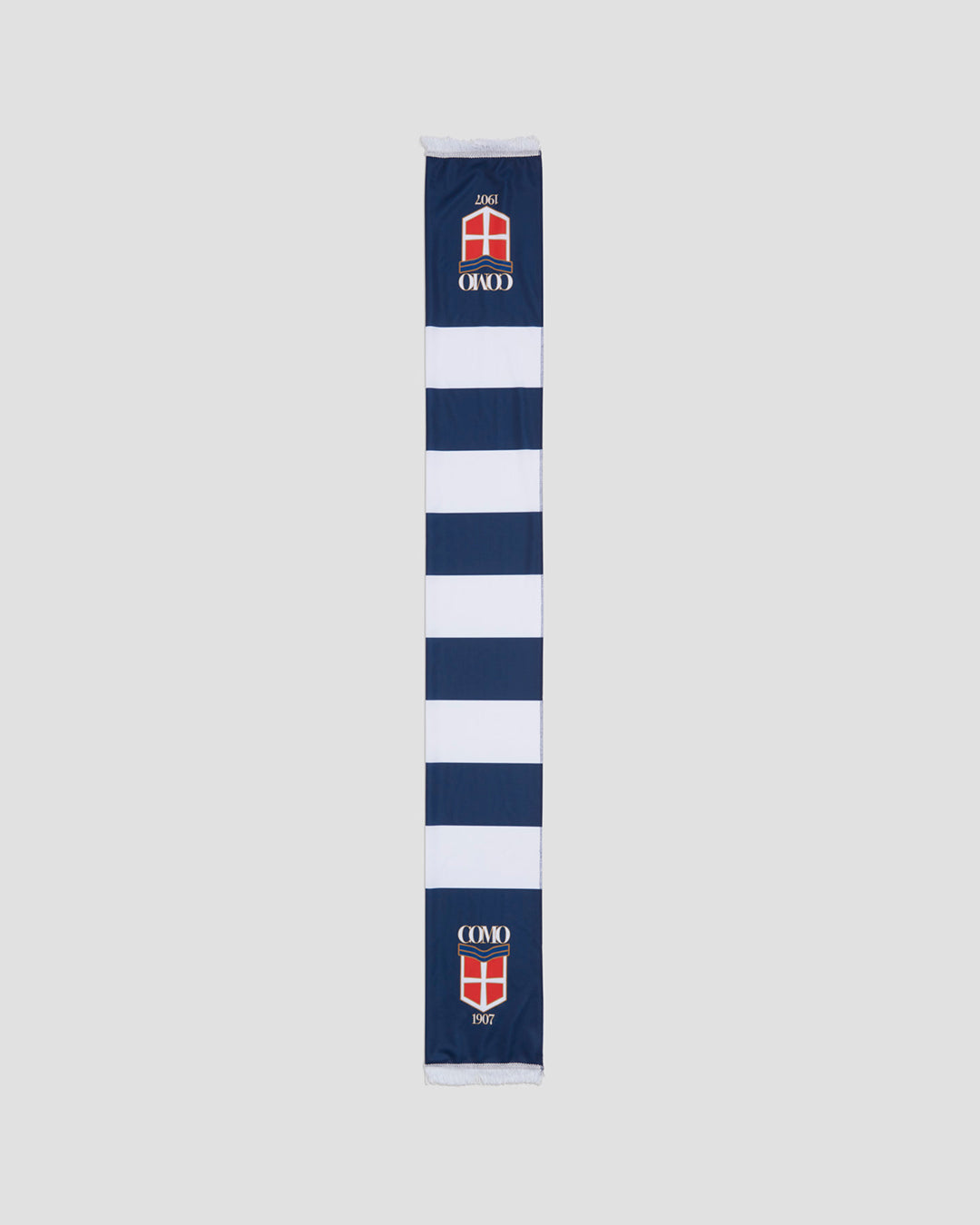 Como 1907 Sciarpa Navy Bande Bianche Logo Crest