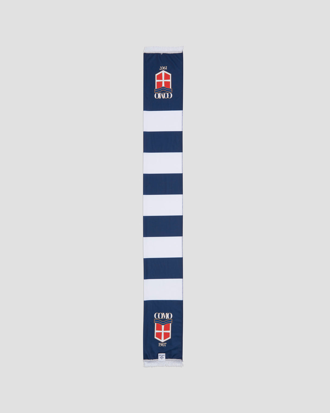 Como 1907 Sciarpa Navy Bande Bianche Logo Crest
