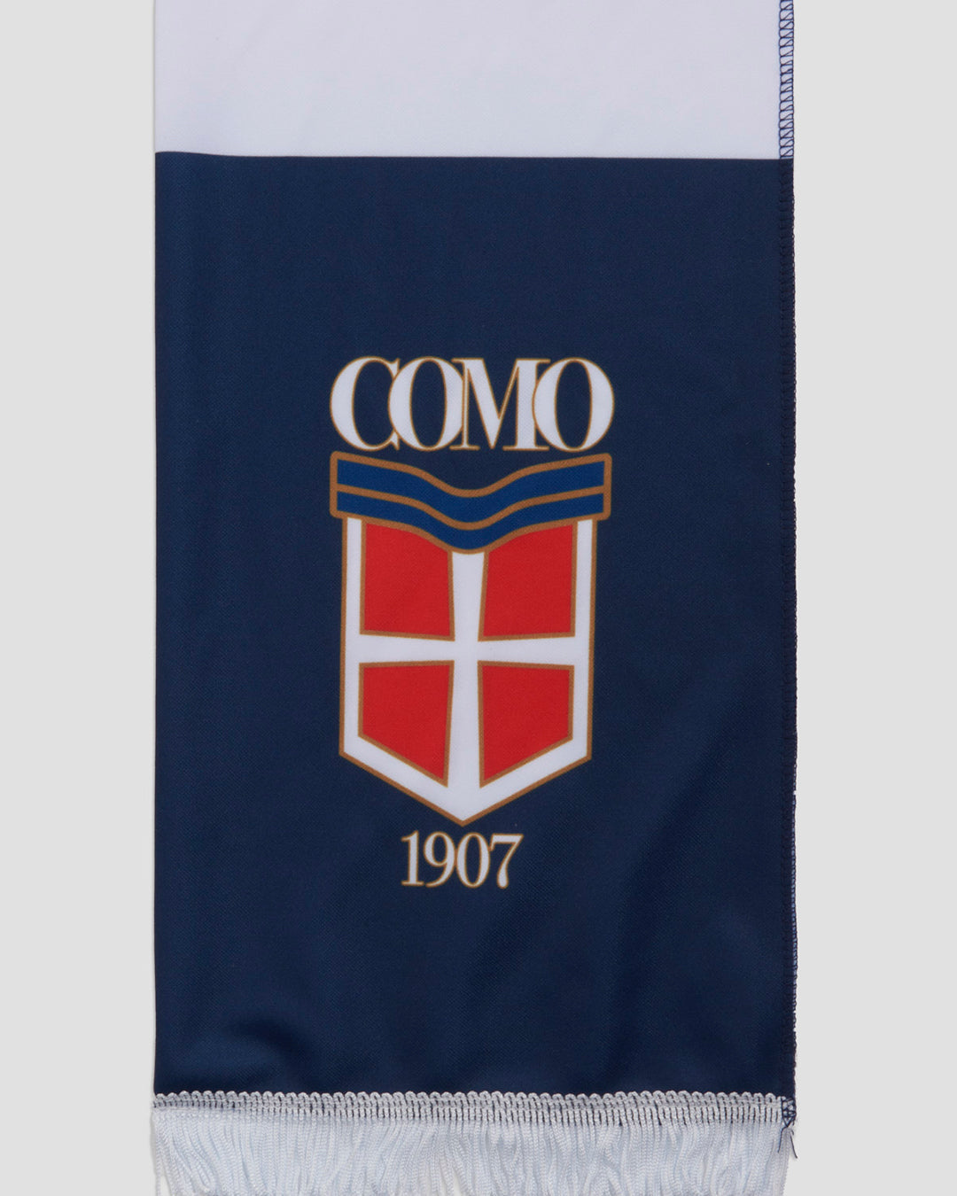 Como 1907 Sciarpa Navy Bande Bianche Logo Crest