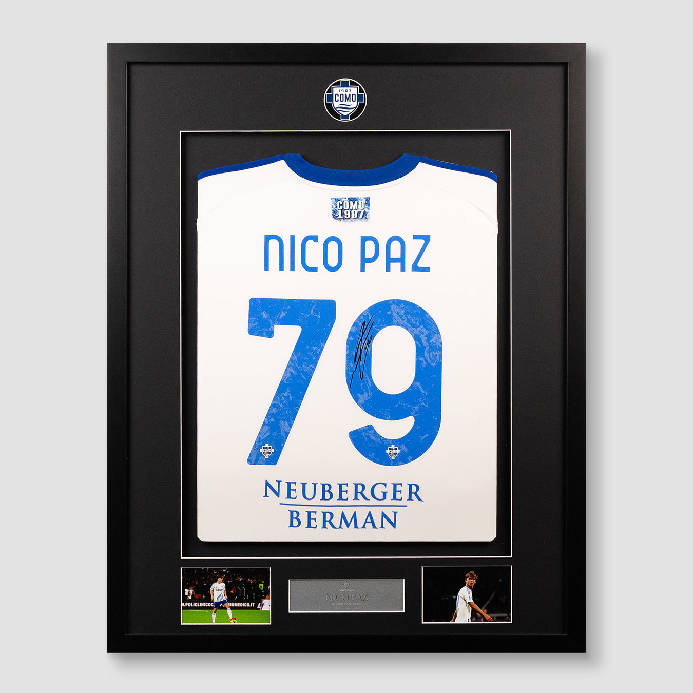Como 1907 24/25 Away Nico Paz Framed Hand-Signed Jersey