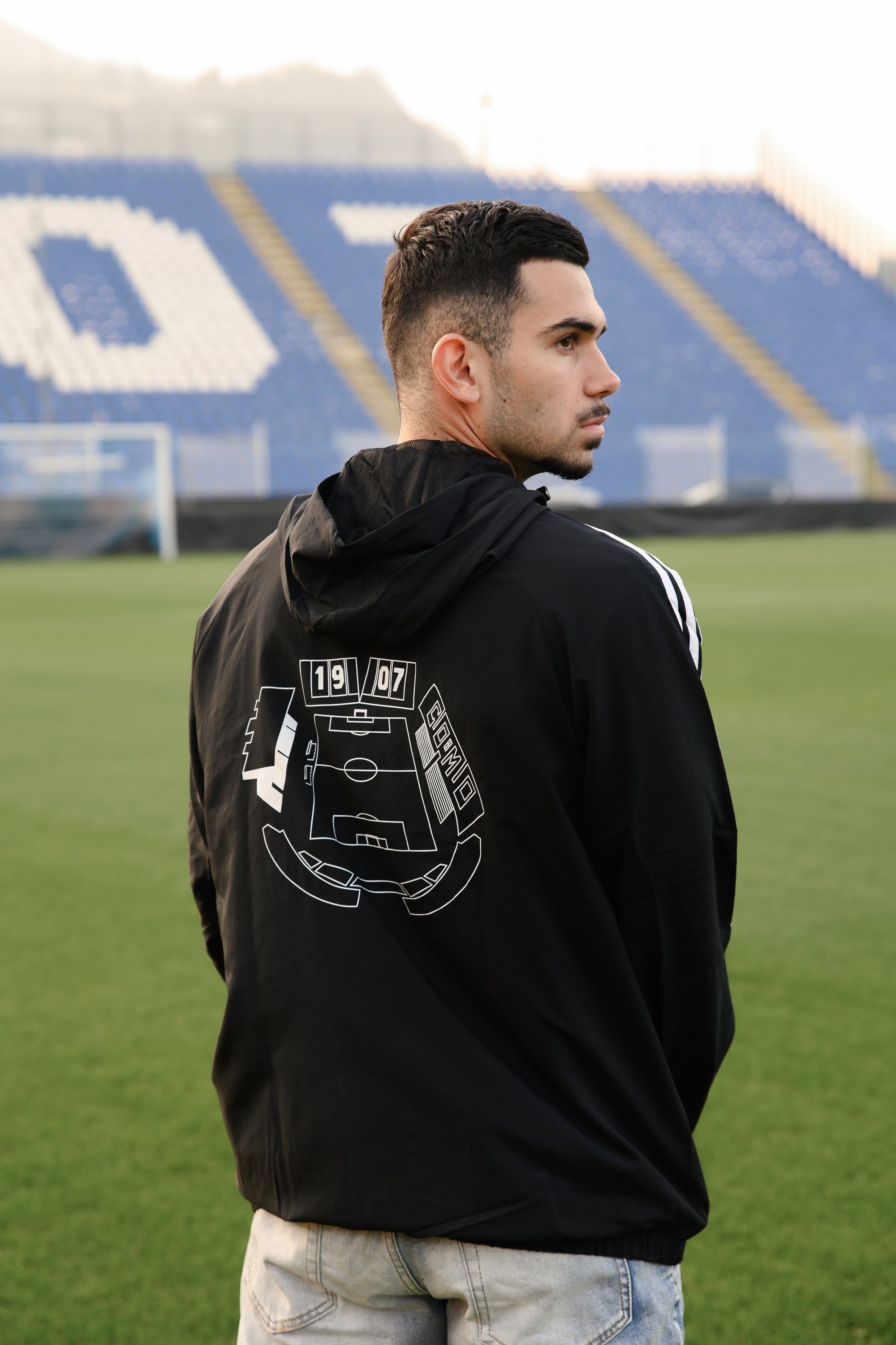 Sinigaglia Black Windproof Jacket Adidas X Como 1907