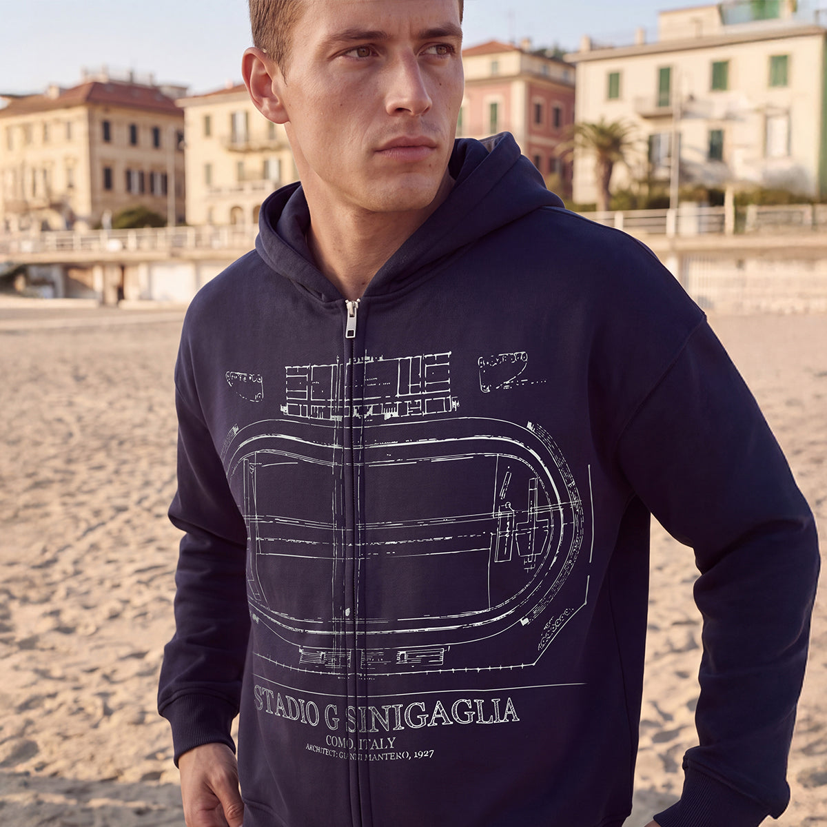 Como 1907 Stadium Felpa con Zip Blu Navy