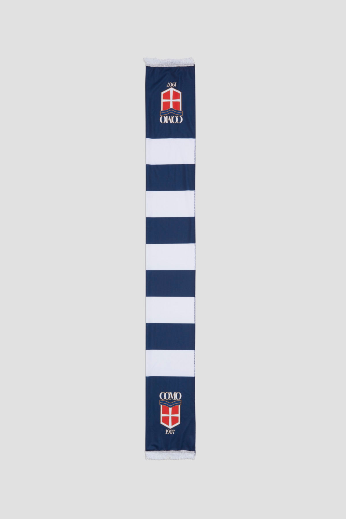 Como 1907 Sciarpa Navy Bande Bianche Logo Crest