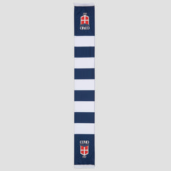Como 1907 Navy Scarf White Stripes Crest Logo