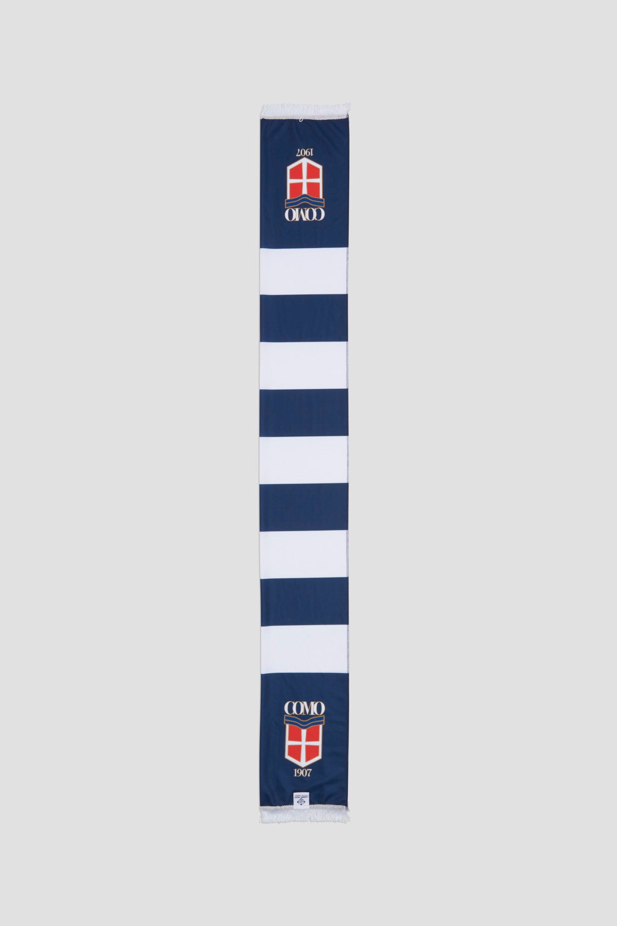 Como 1907 Sciarpa Navy Bande Bianche Logo Crest