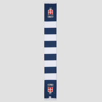 Como 1907 Sciarpa Navy Bande Bianche Logo Crest