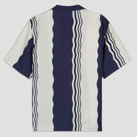 Como Cup Silk Shirt Navy Blue Waves