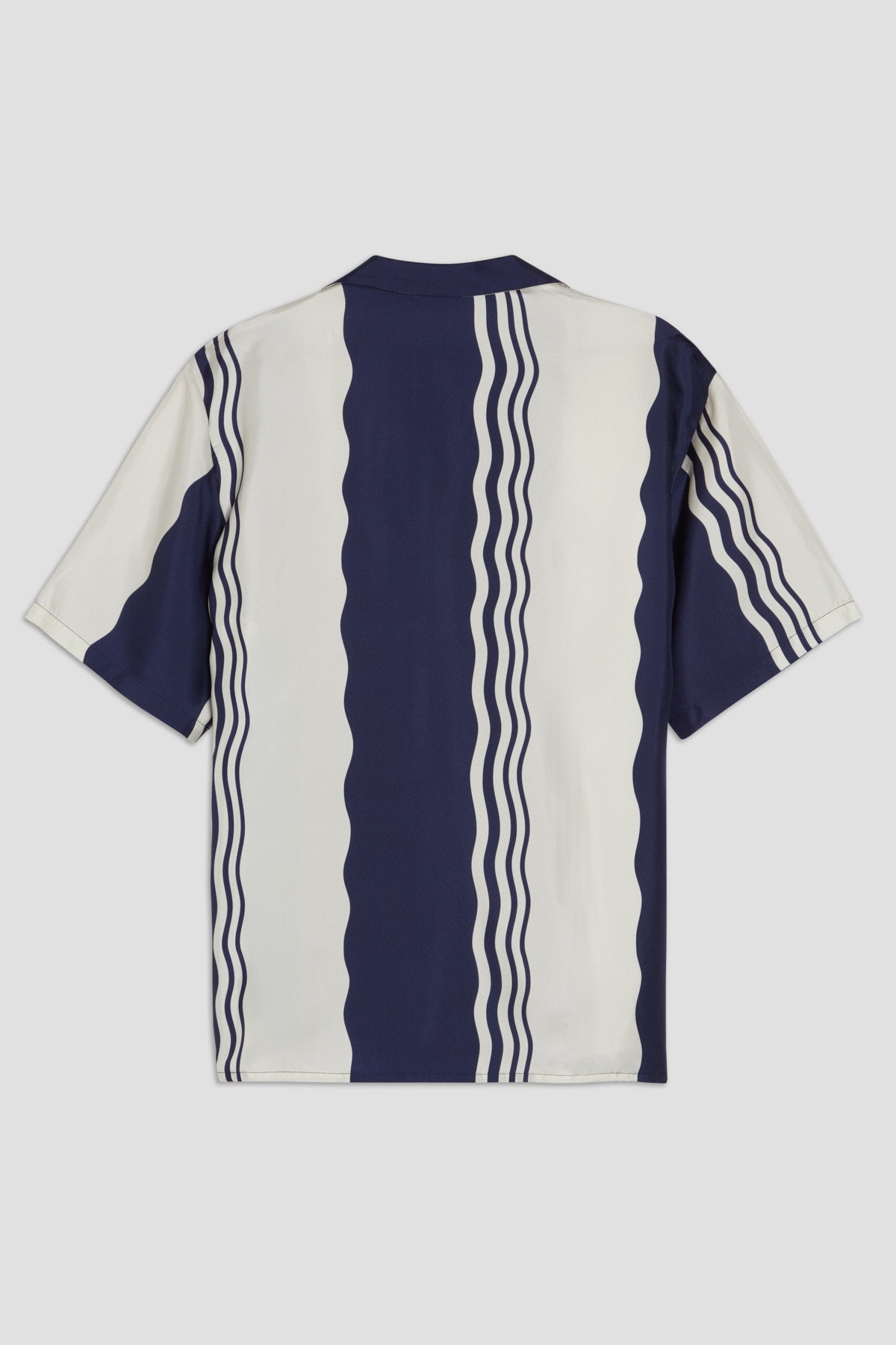 Como Cup Silk Shirt Navy Blue Waves