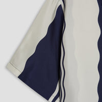 Como Cup Silk Shirt Navy Blue Waves