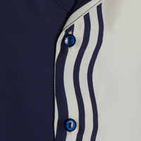 Como Cup Silk Shirt Navy Blue Waves
