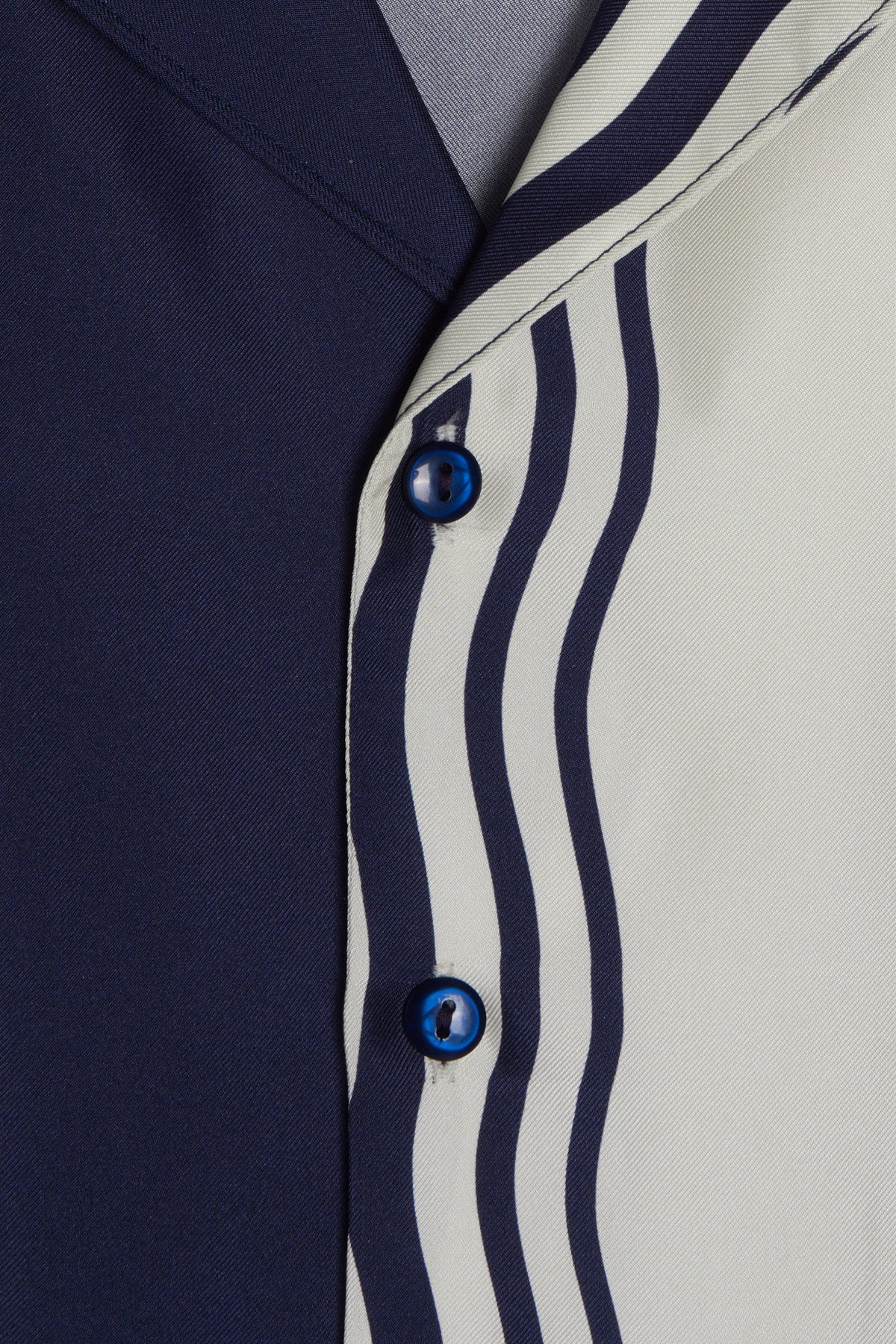 Como Cup Silk Shirt Navy Blue Waves