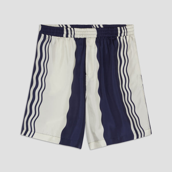 Como Cup Silk Shorts Navy Blue Waves