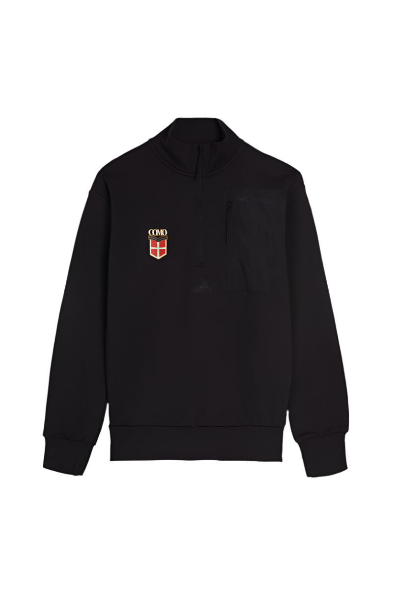 Felpa Nera Con Mezza Zip Crest Adidas X Como 1907