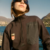 Felpa Nera Con Mezza Zip Crest Adidas X Como 1907