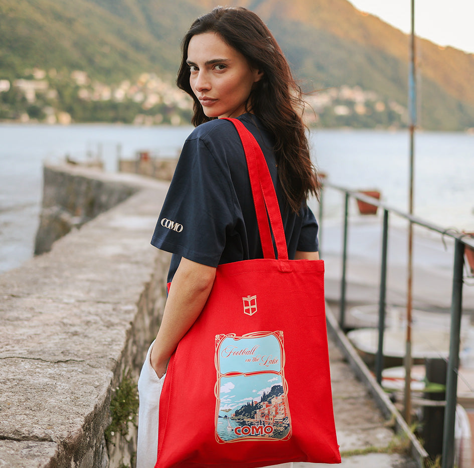 Football on the Lake Tote Bag Red