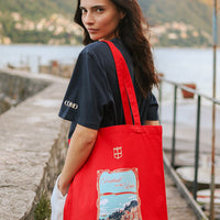 Football on the Lake Tote Bag Red