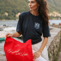 Football on the Lake Tote Bag Red