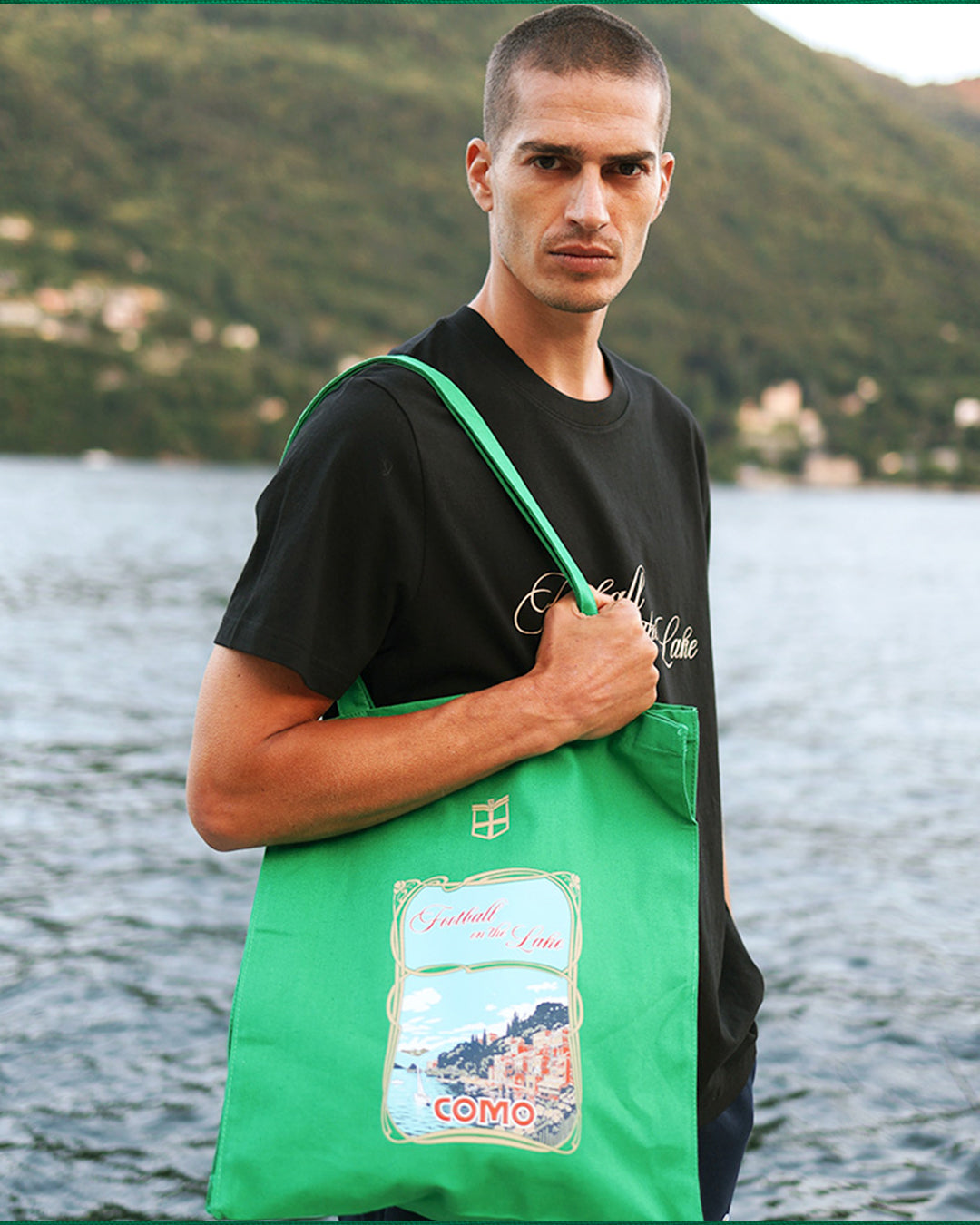 Football on the Lake Tote Bag Green