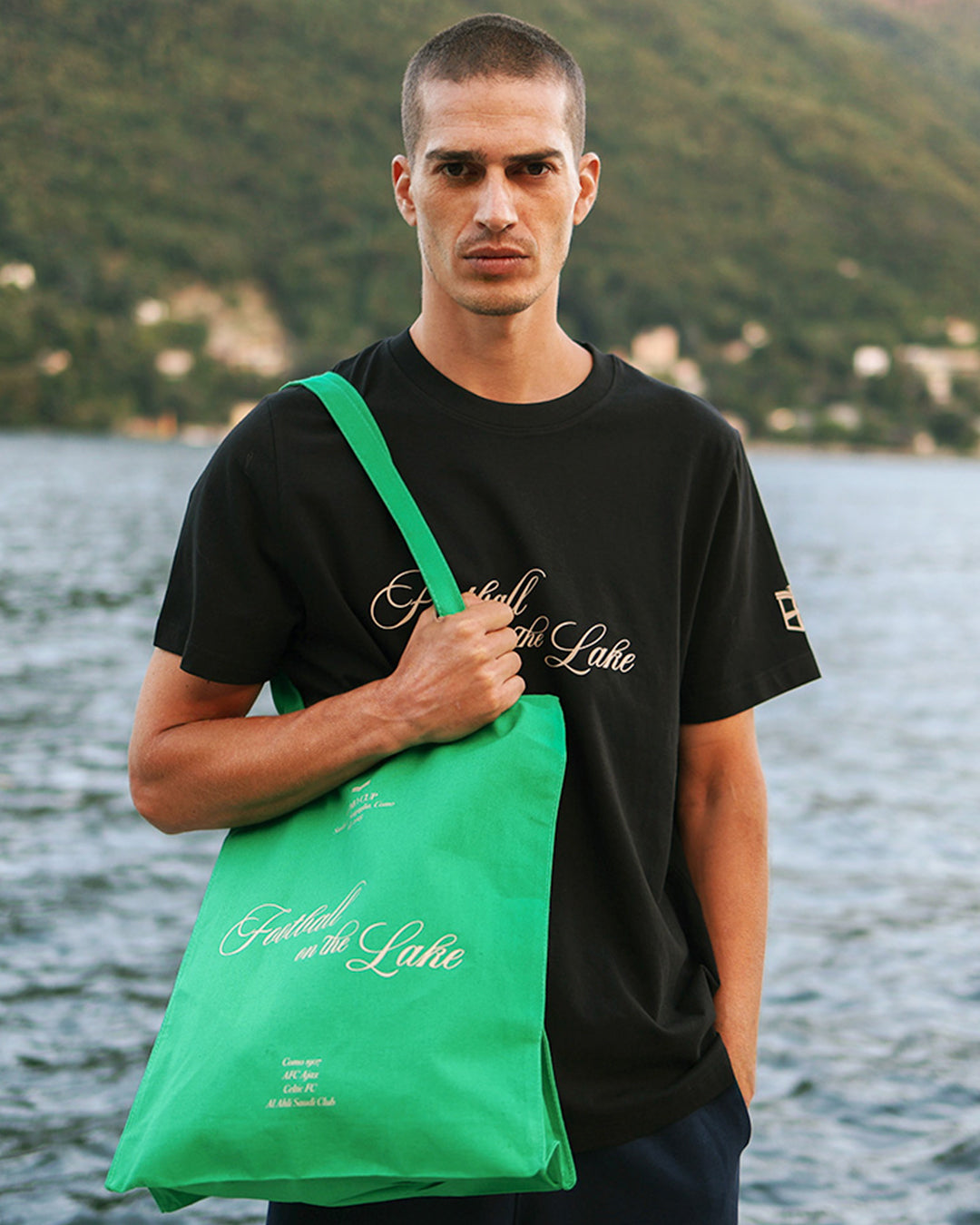 Football on the Lake Tote Bag Green
