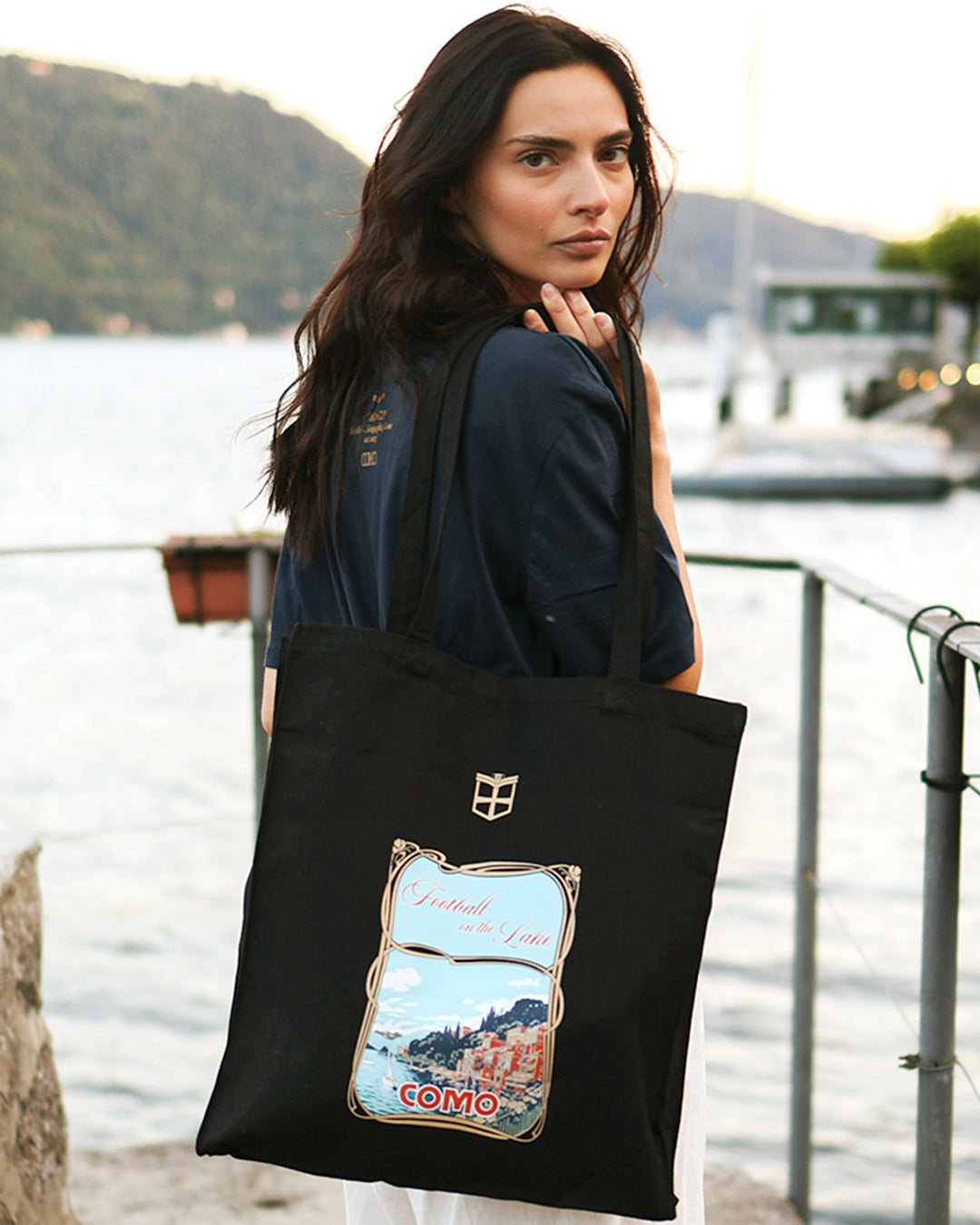 Football on the Lake Tote Bag Black