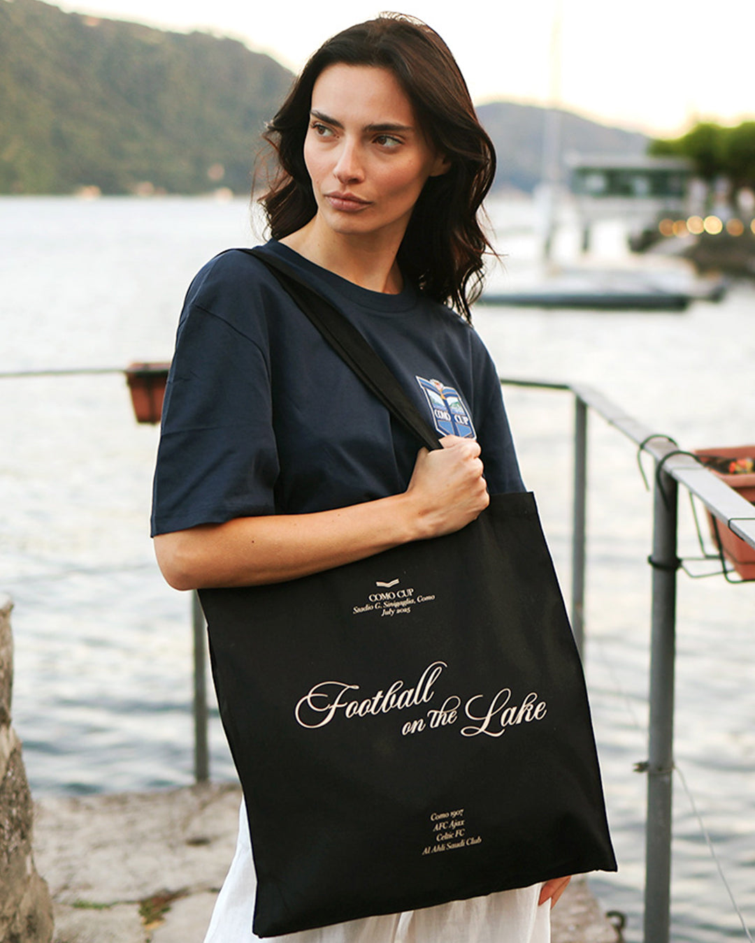 Football on the Lake Tote Bag Black
