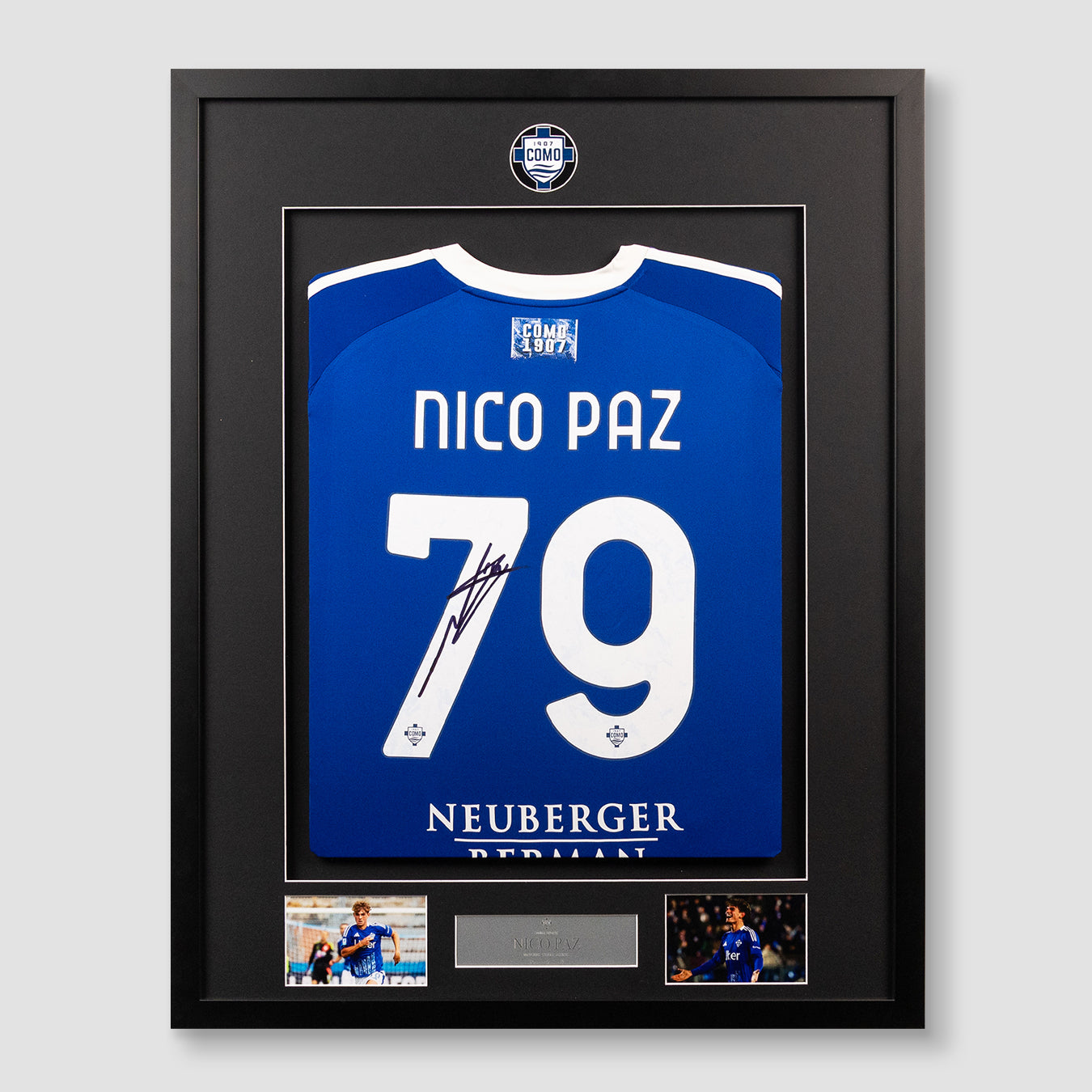 Como 1907 24/25 Home Nico Paz Framed Hand-Signed Jersey