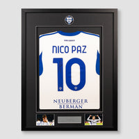 Como 1907 25/26 Away Nico Paz Framed Hand-Signed Jersey
