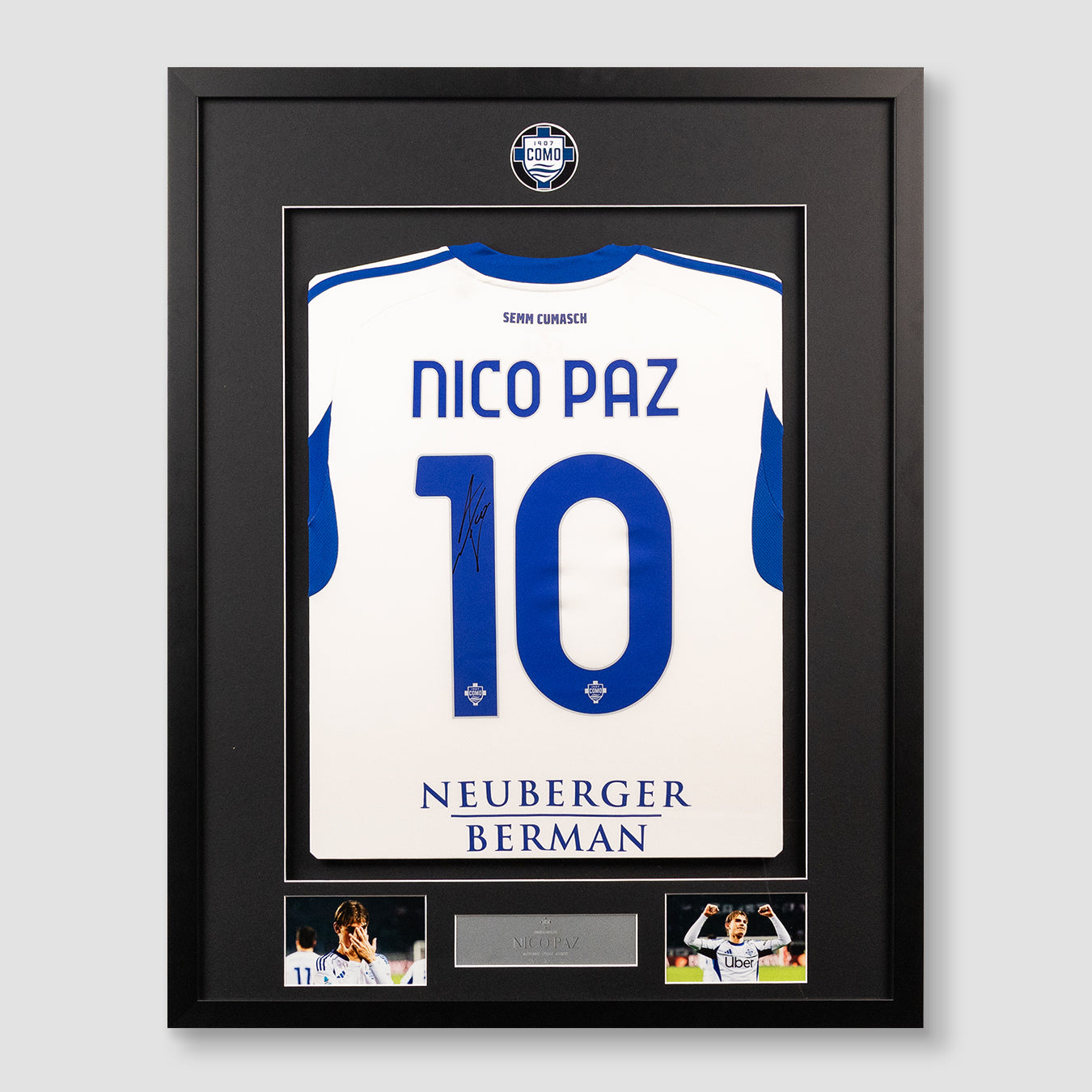 Como 1907 25/26 Away Nico Paz Framed Hand-Signed Jersey