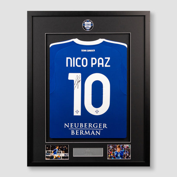 Como 1907 25/26 Home Nico Paz Framed Hand-Signed Jersey