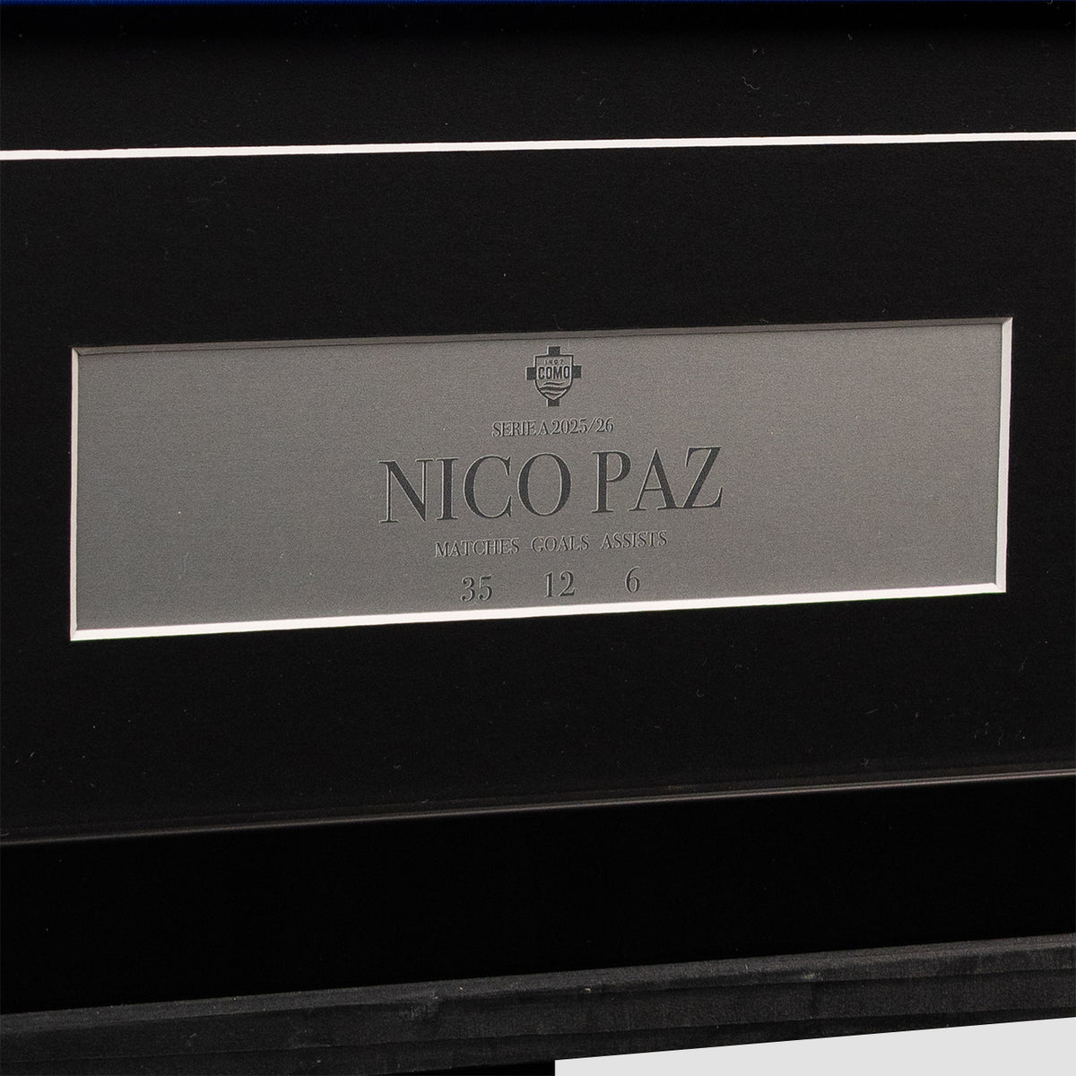 Como 1907 25/26 Away Nico Paz Framed Hand-Signed Jersey