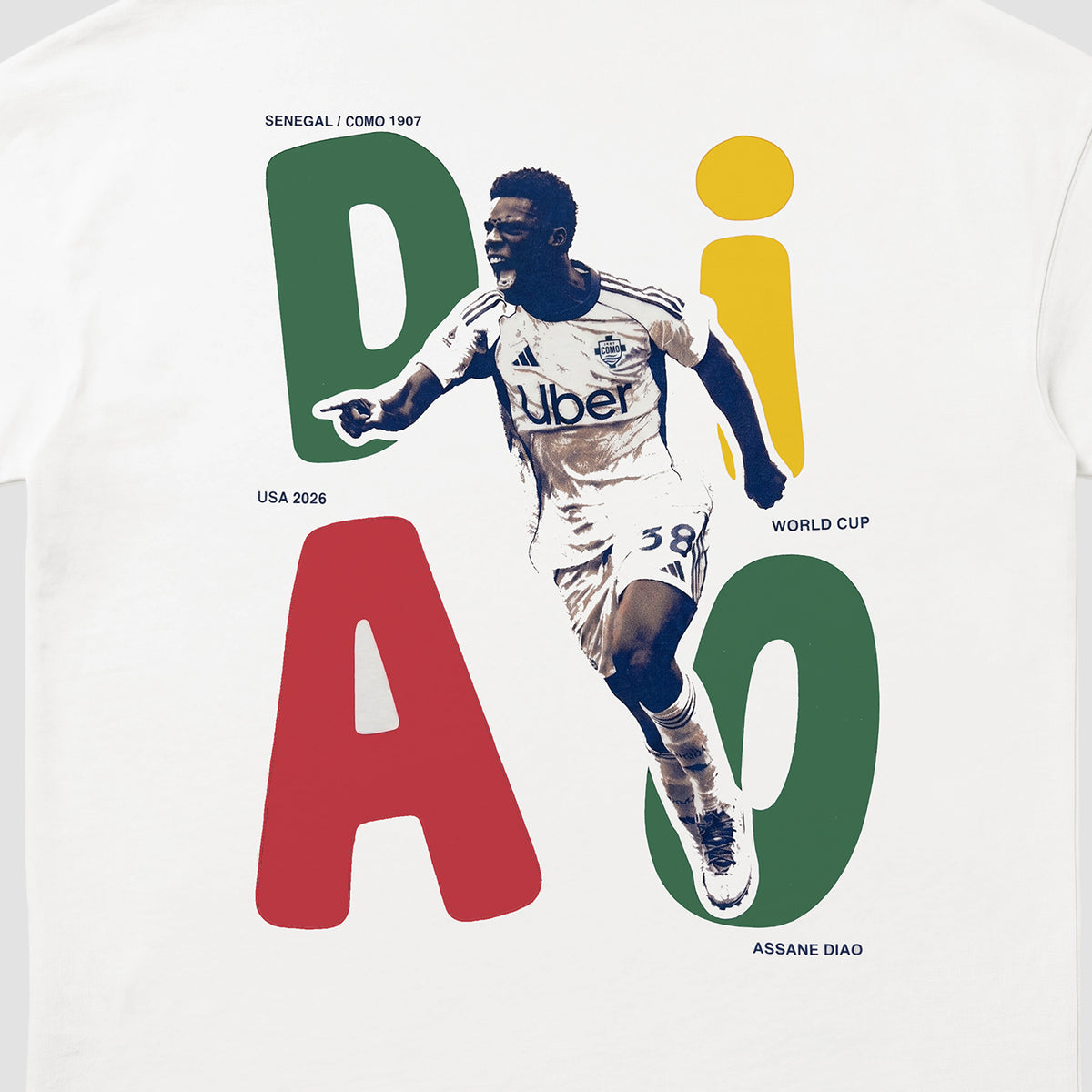Adidas Como 1907 Assane Diao Letter World Cup Collection T-shirt