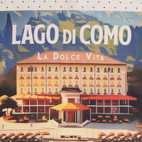 Printed Silk Handkerchief with Villa and Boat