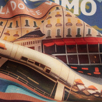 Printed Silk Handkerchief with Villa and Boat