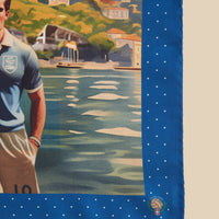 Printed Silk Handkerchief with Soccer Player and Como in Back