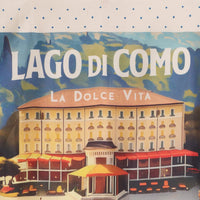 Printed Silk Foulard with Villa and Boat “Dolce Vita”