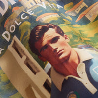 Printed Silk Foulard with Soccer Player and Como in Back