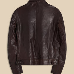 Leather Driver Jacket with Sinigaglia Stadium Lining