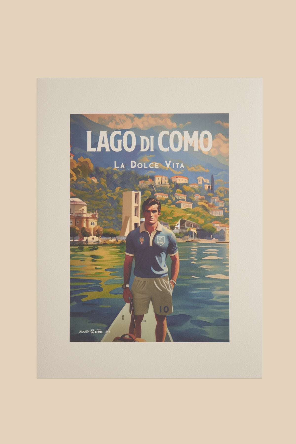 Poster with Soccer Player and Como in Back