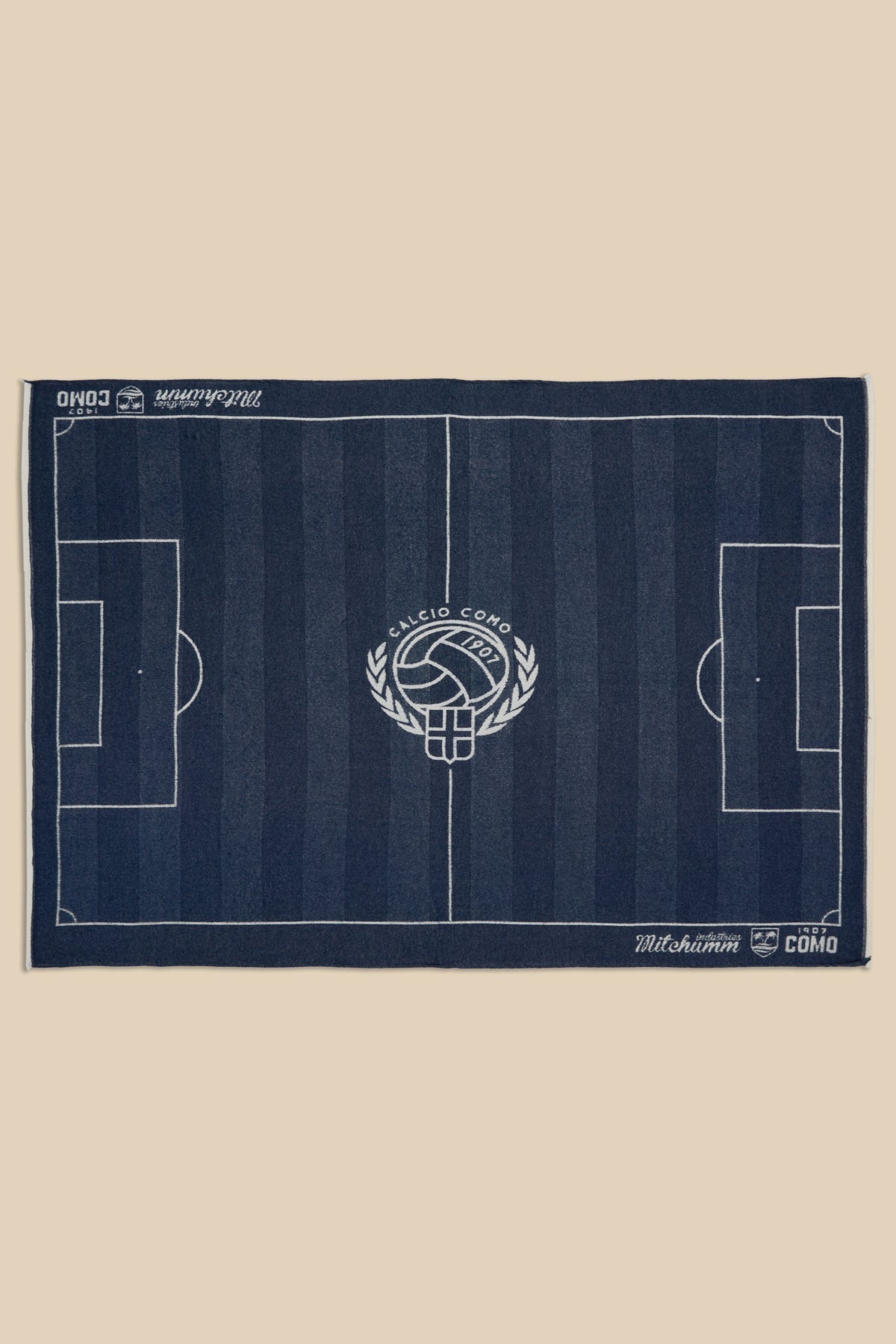 Coperta in Merino con Campo da Calcio Navy