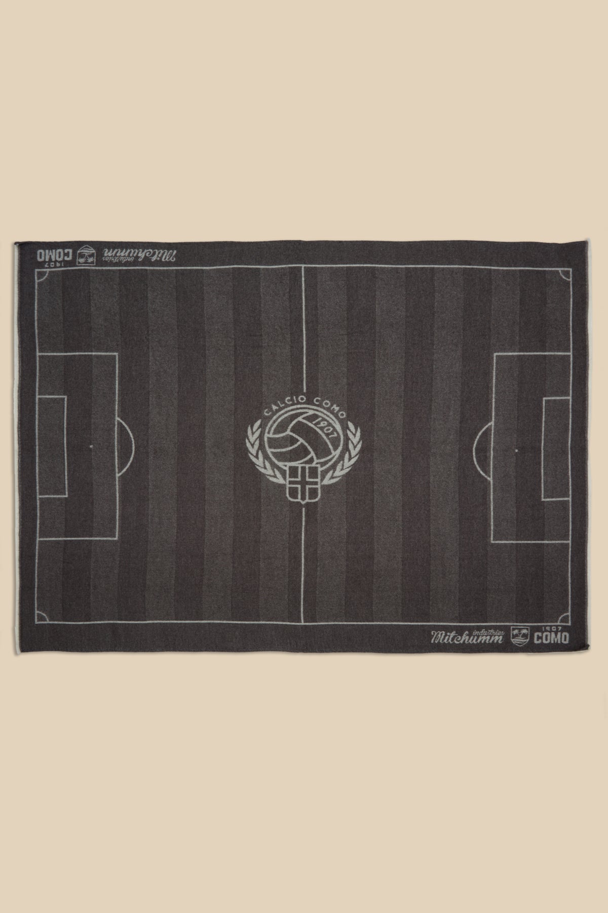 Coperta in Merino con Campo da Calcio Marrone