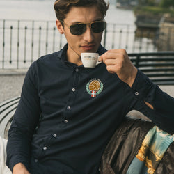 Jersey Cotton Shirt in Navy with Logo