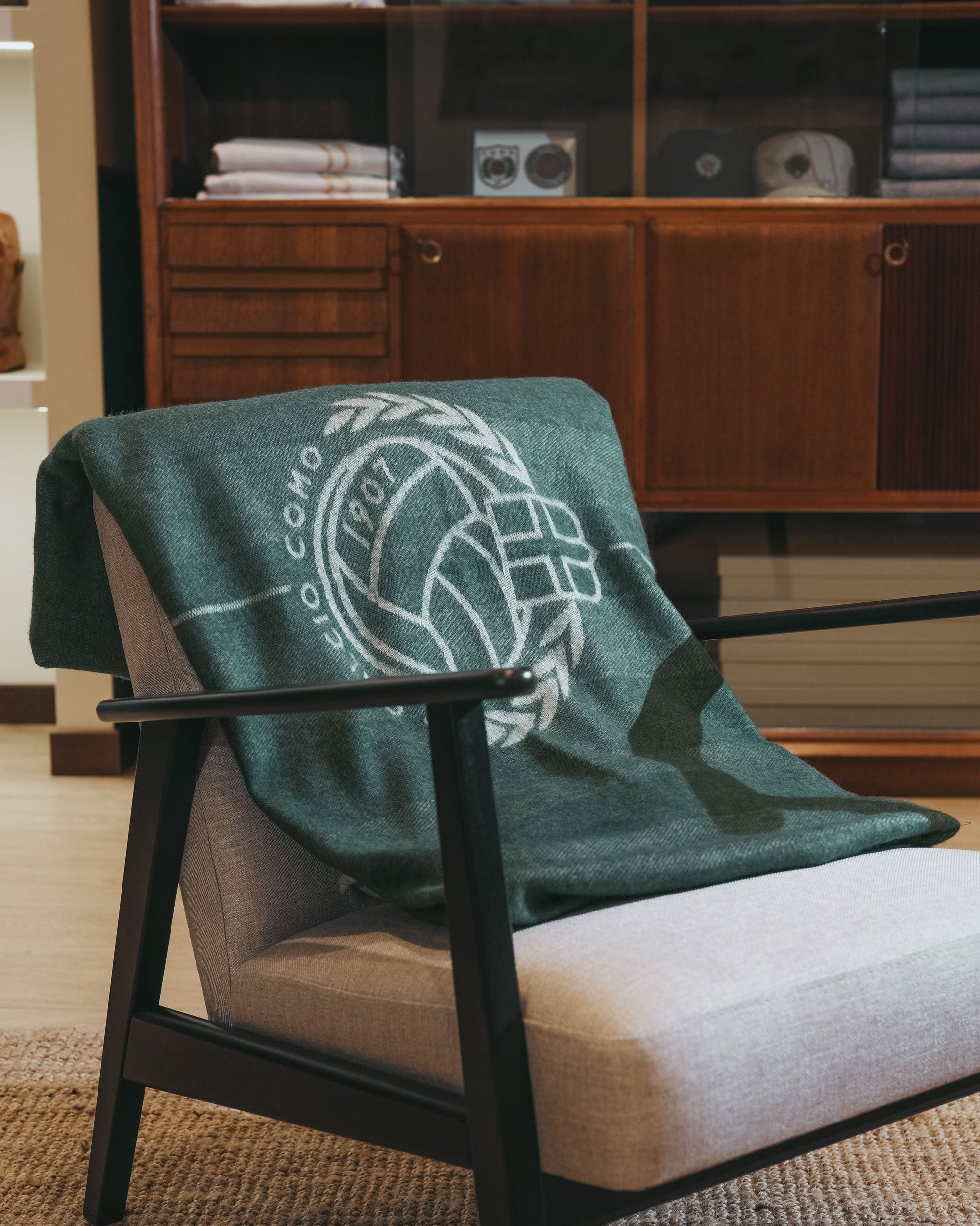 Coperta in Merino con Campo da Calcio Verde