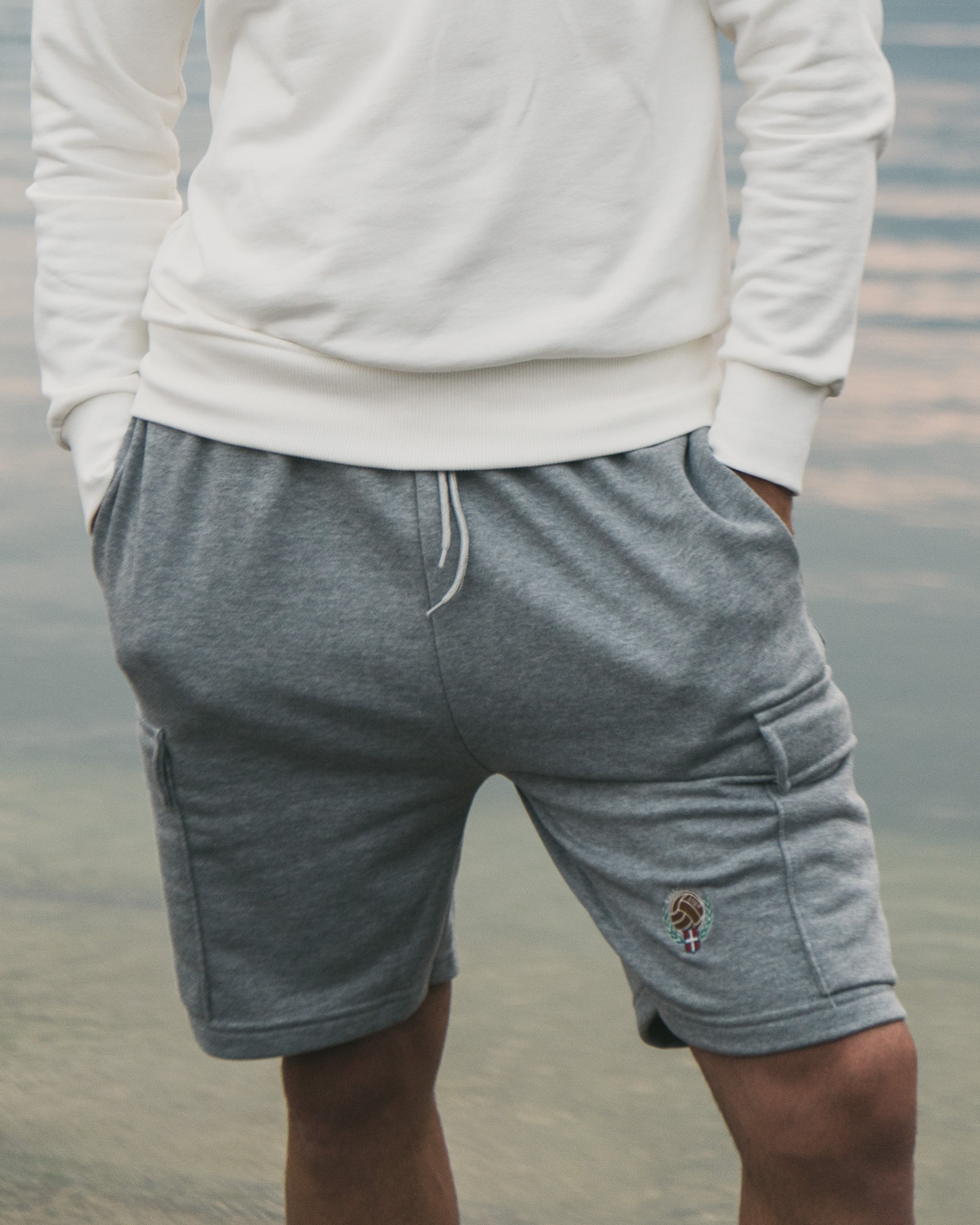 Grey Cotton Training Cargo Shorts