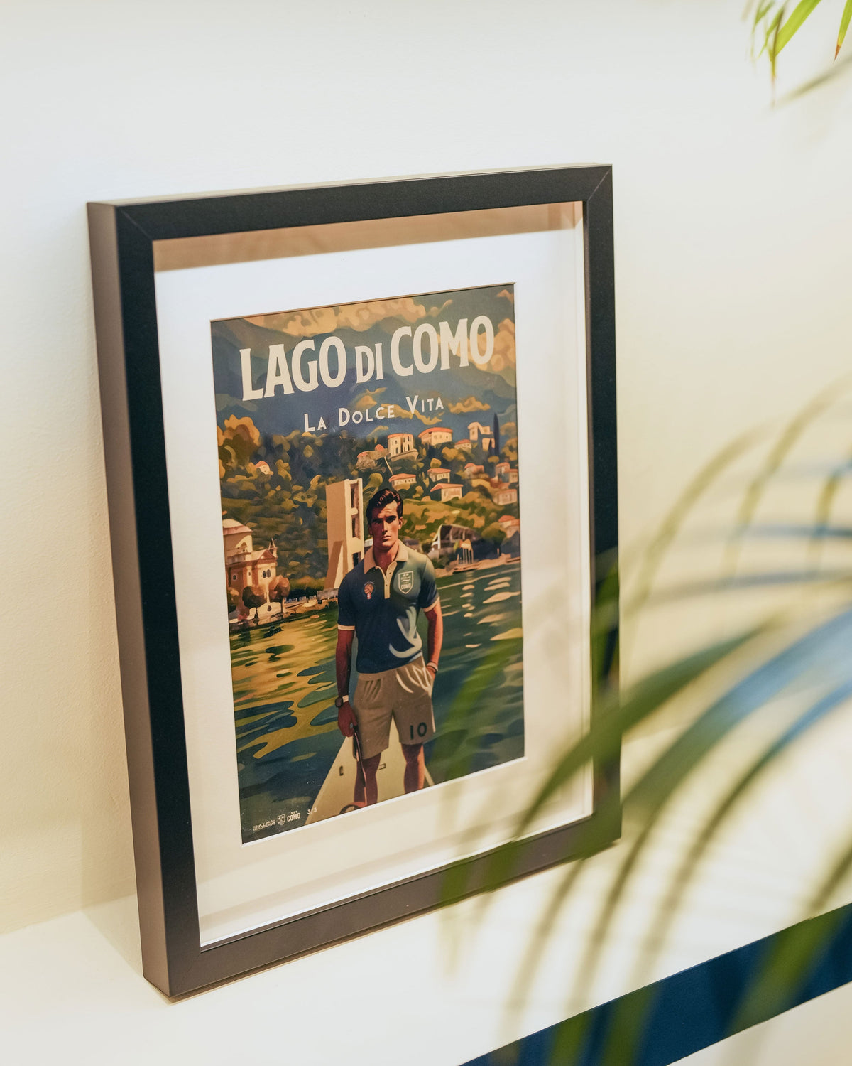 Poster with Soccer Player and Como in Back