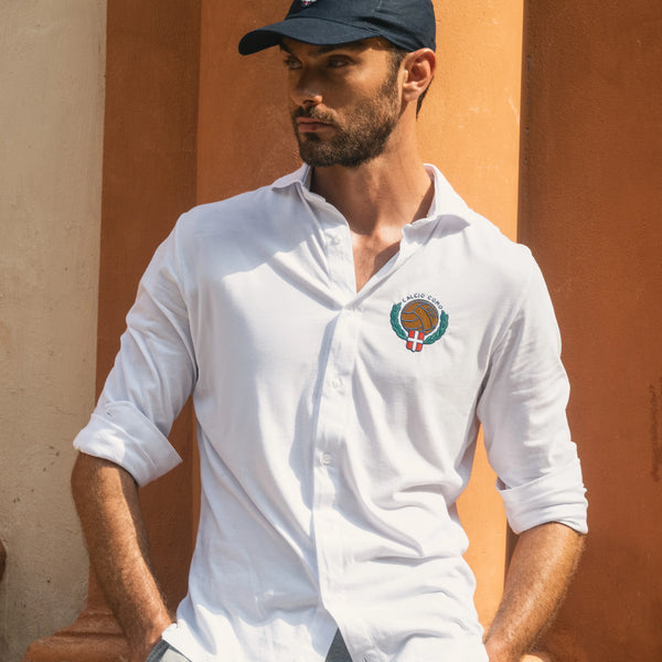 Jersey Cotton Shirt in White with Logo